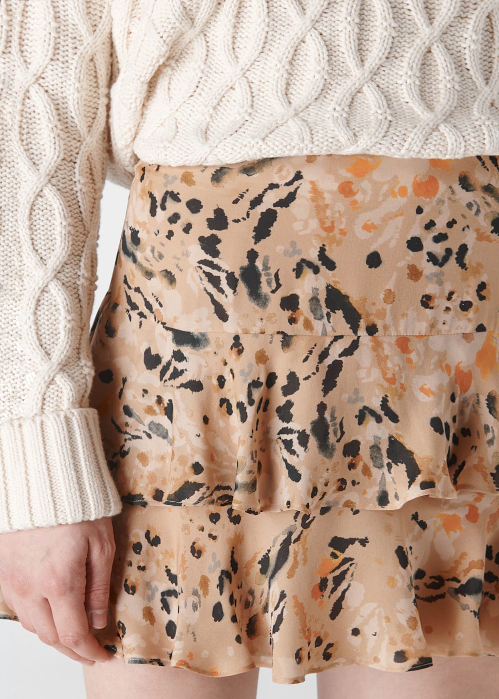 Multicolour Leopard Print Silk Skirt WHISTLES Whistles US