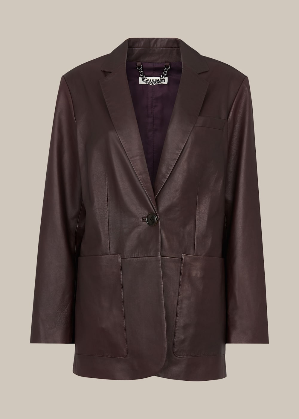 Burgundy Leather Blazer WHISTLES Whistles UK