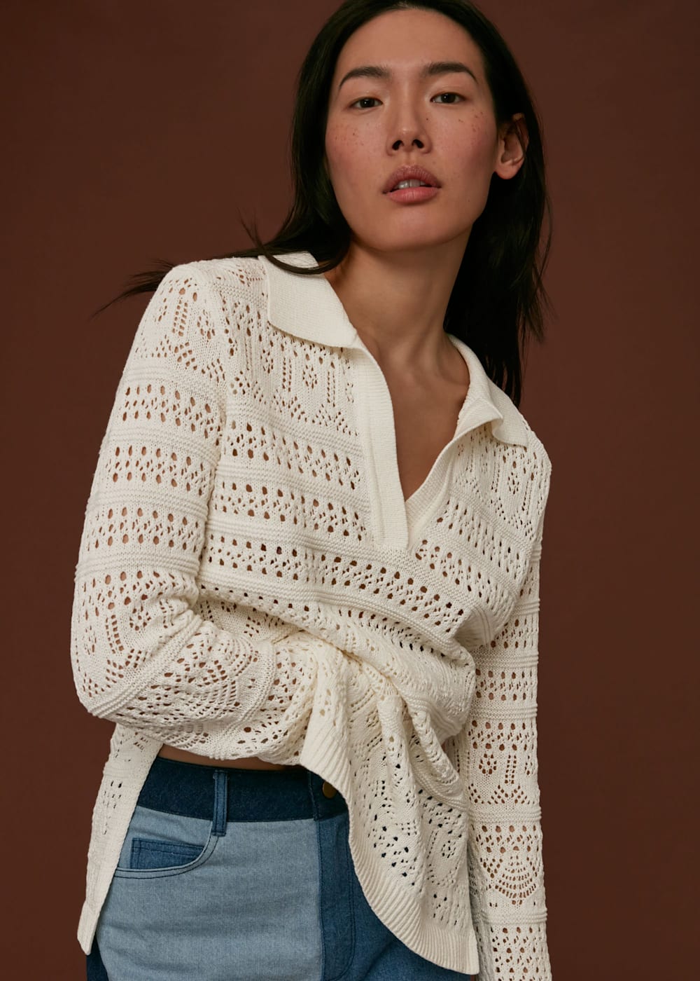 Ivory crochet top shop
