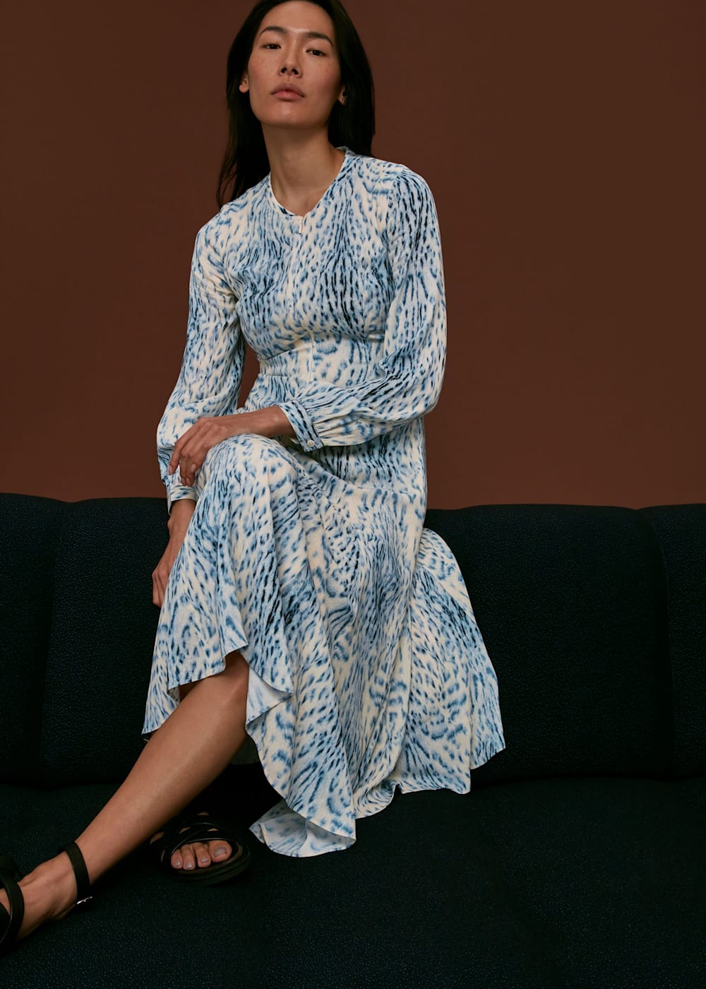 Whistles blue and white dress cheap