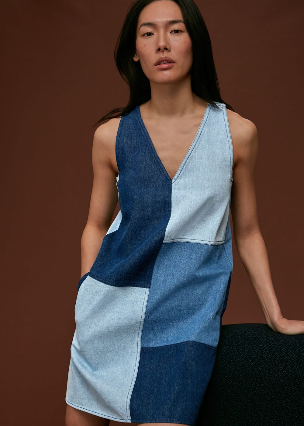 Patchwork denim dress new arrivals