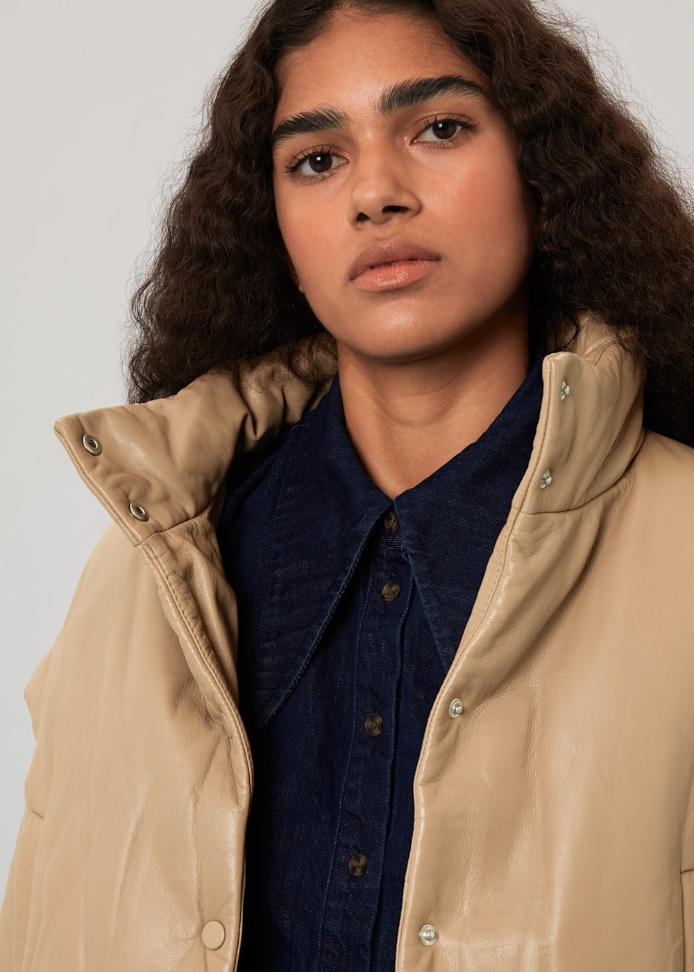 Beige Finn Leather Puffer Jacket | WHISTLES | Whistles US | Beige Finn Leather Puffer Jacket | WHISTLES | Whistles US |