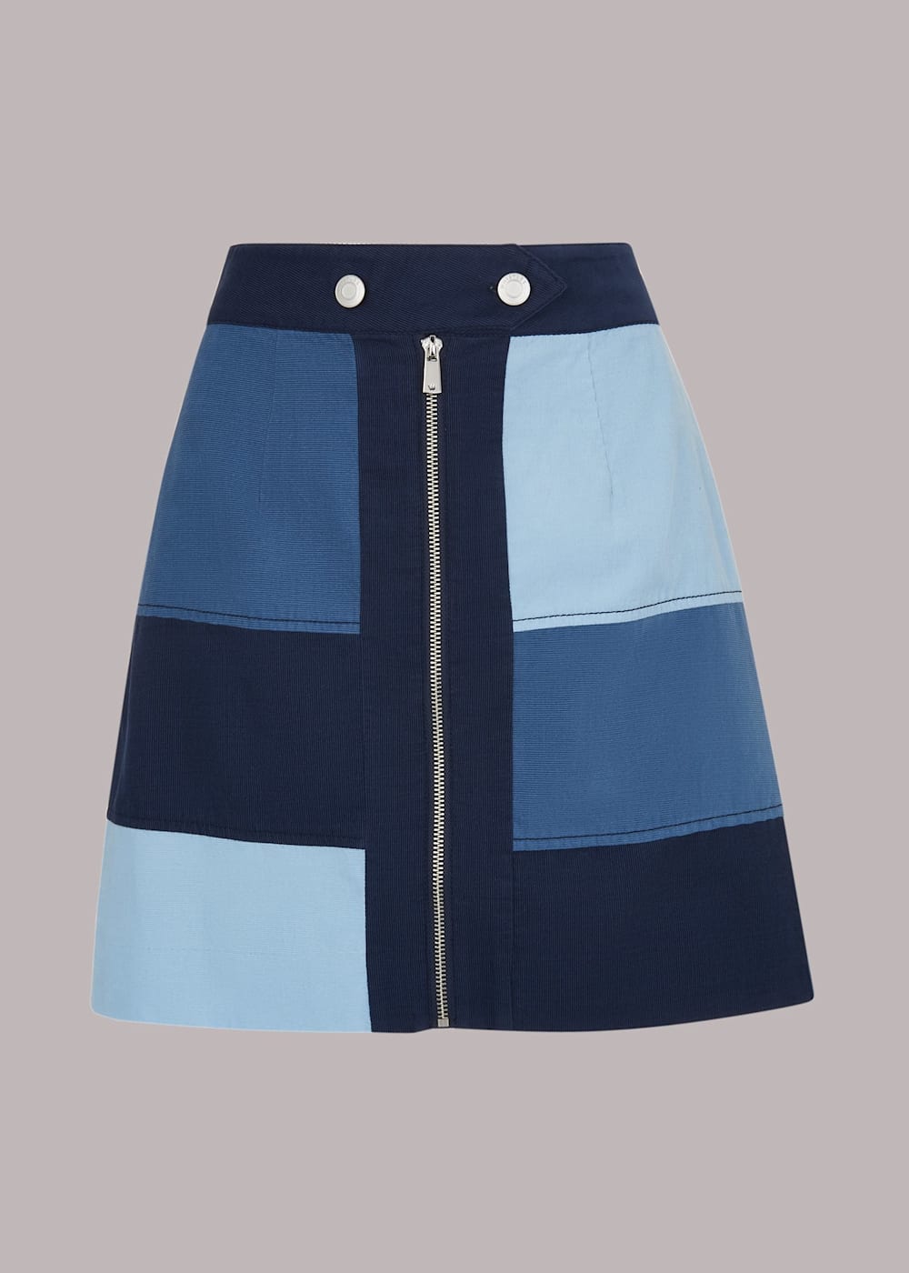 Blue Multi Amy Patchwork Cord Skirt WHISTLES Whistles US