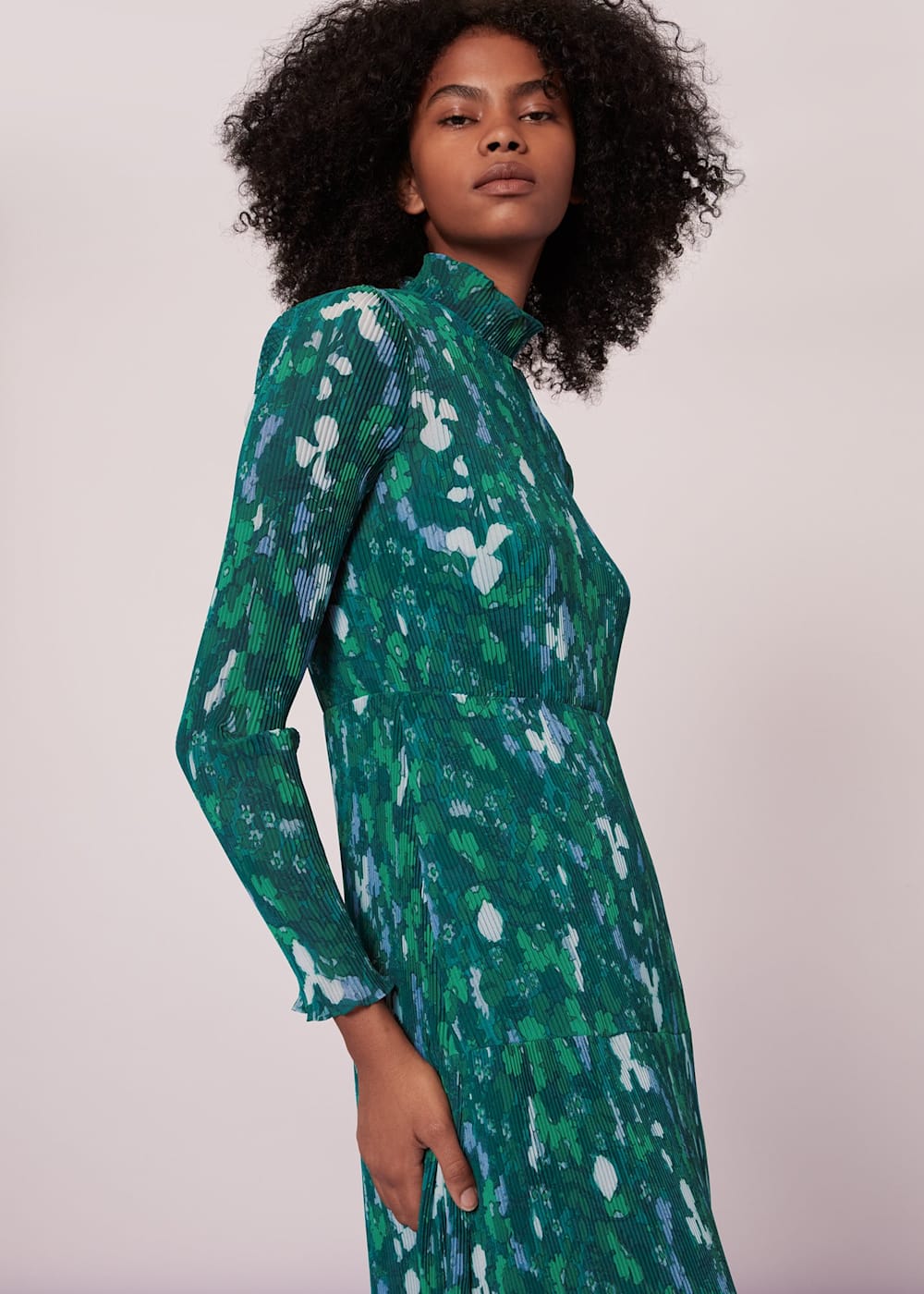 Green Multi Kaleidoscope Plisse Midi Dress WHISTLES Whistles AU