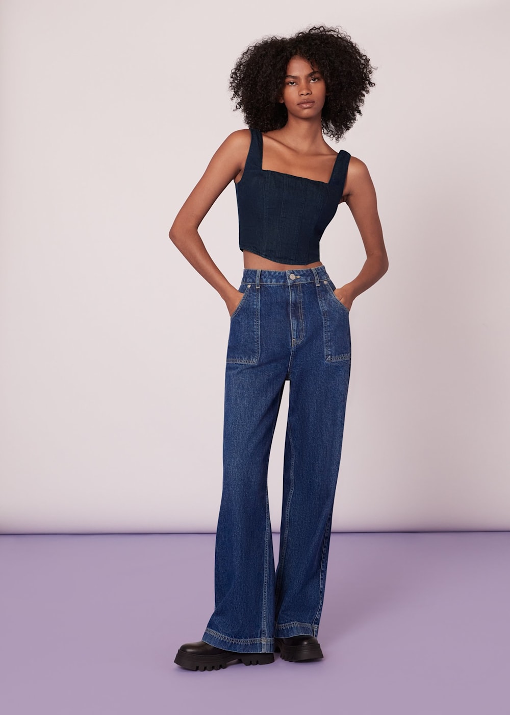 Denim Nina Chambray Denim Corset | WHISTLES | Whistles ROW |
