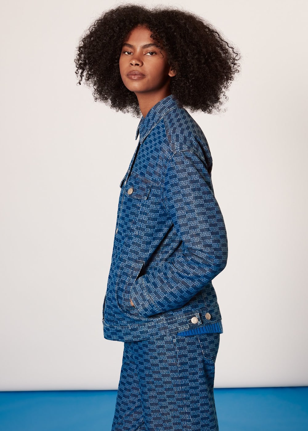 Denim Tangle Check Denim Jacket WHISTLES Whistles UK