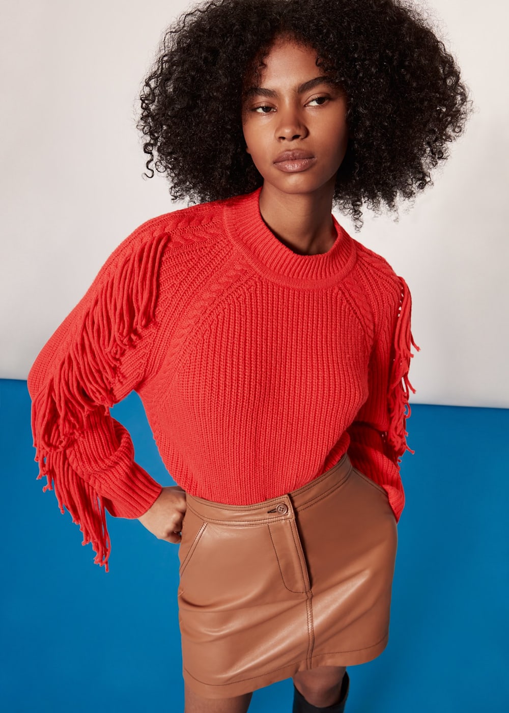 Red fringe sweater clearance