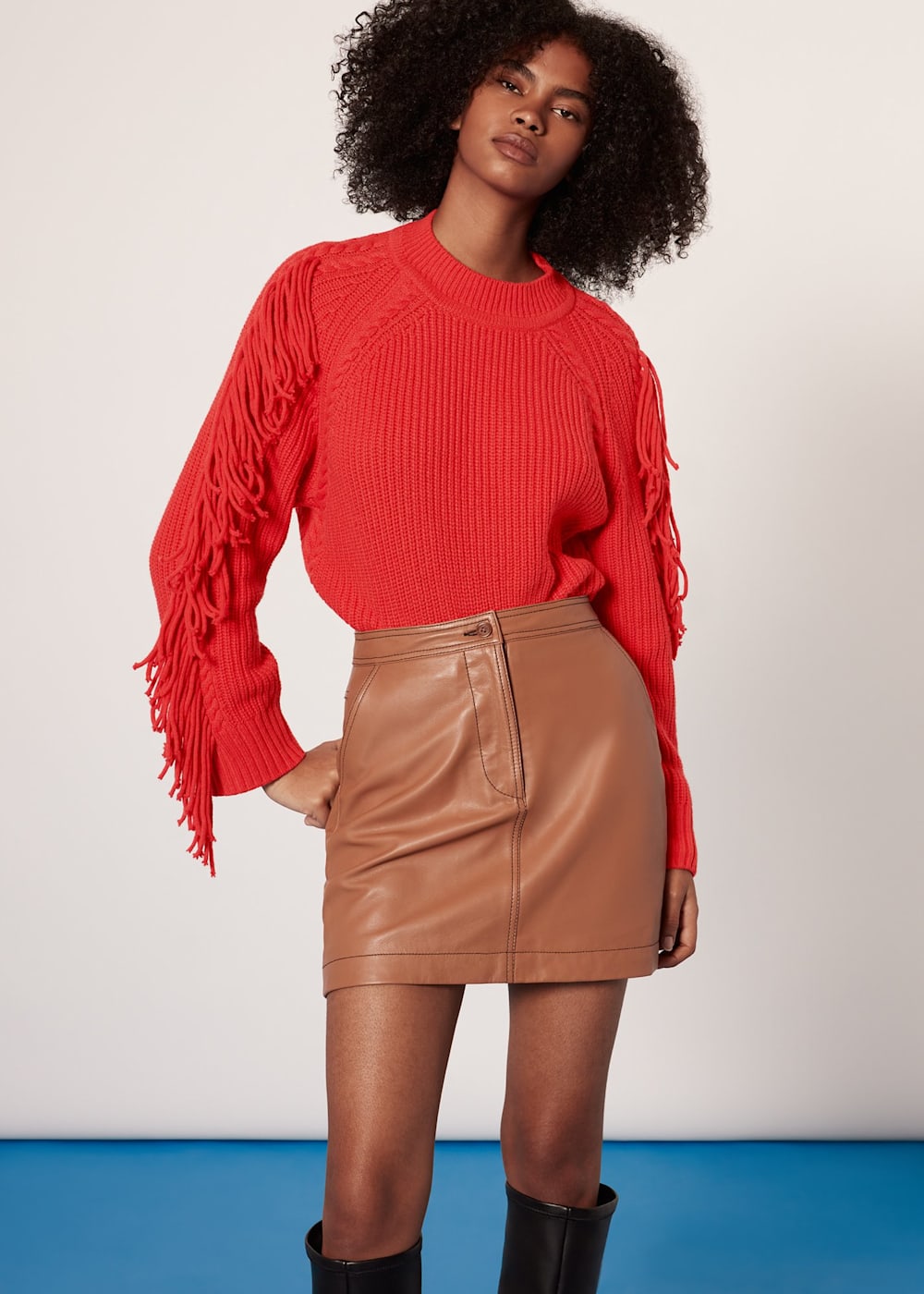 Red fringe sweater deals