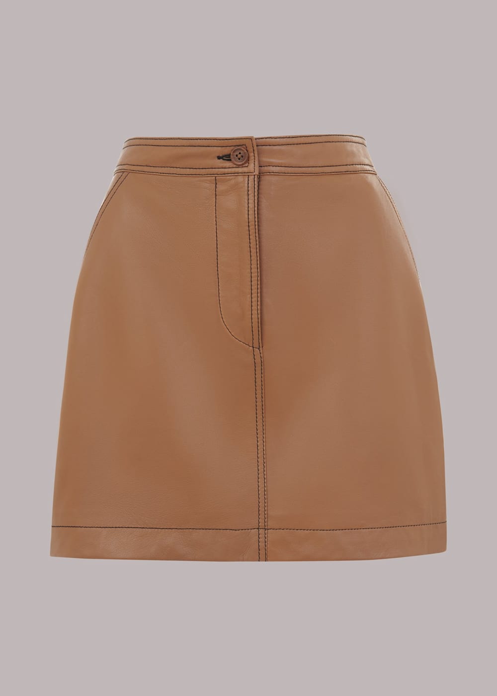 Neutral Stevie Leather Mini Skirt | WHISTLES | Whistles US |