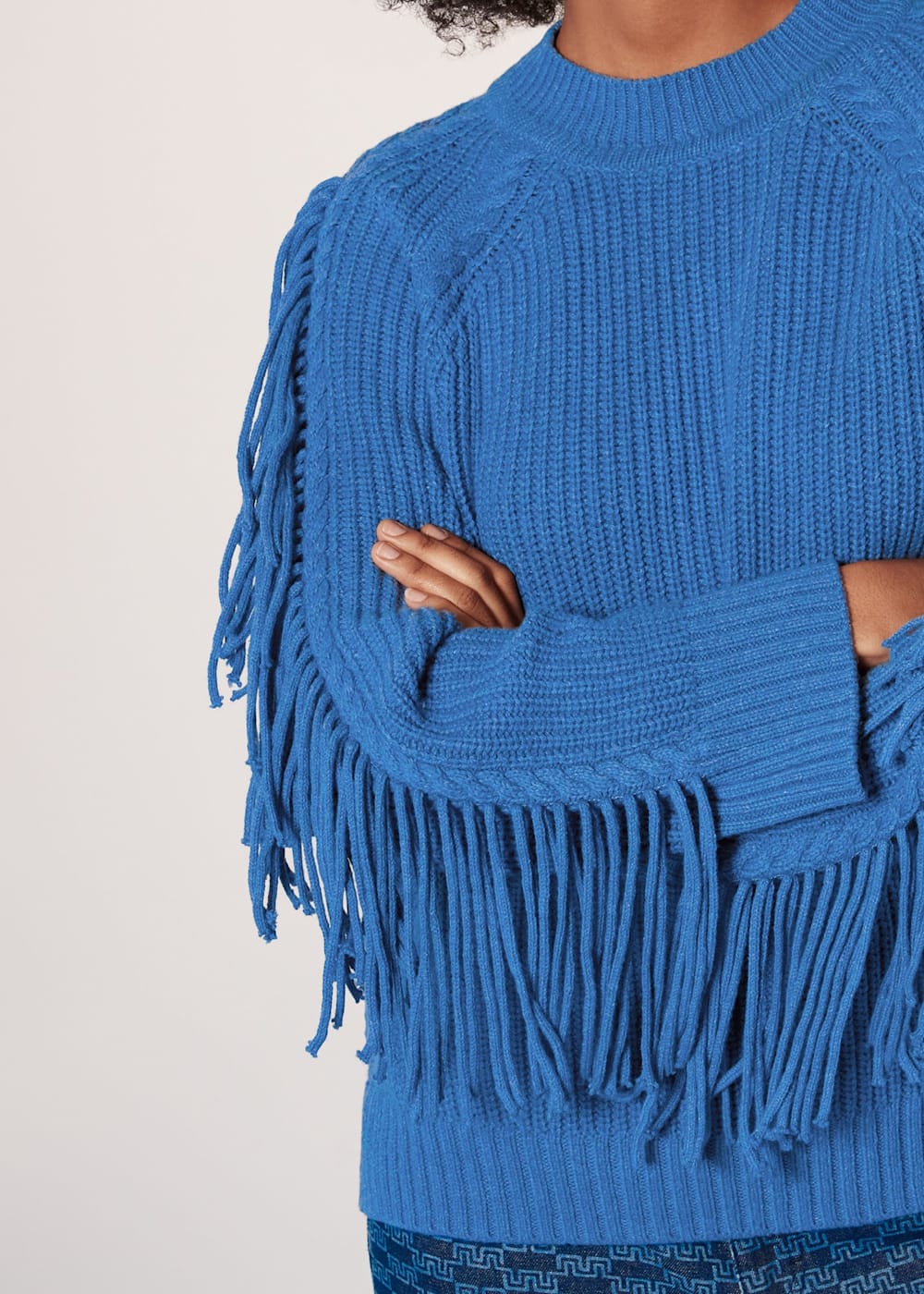Fringe sleeve jumper best sale