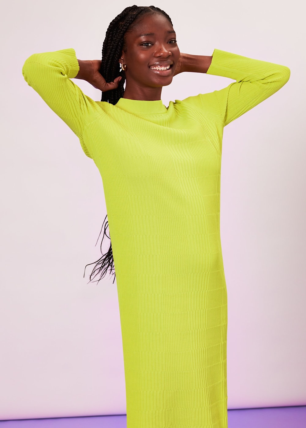Lime green ribbed dress online