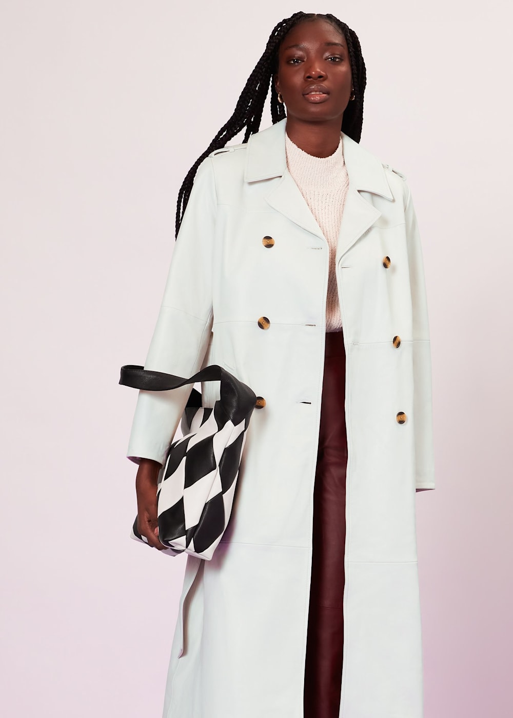 White Gemma Leather Trench Coat WHISTLES Whistles UK