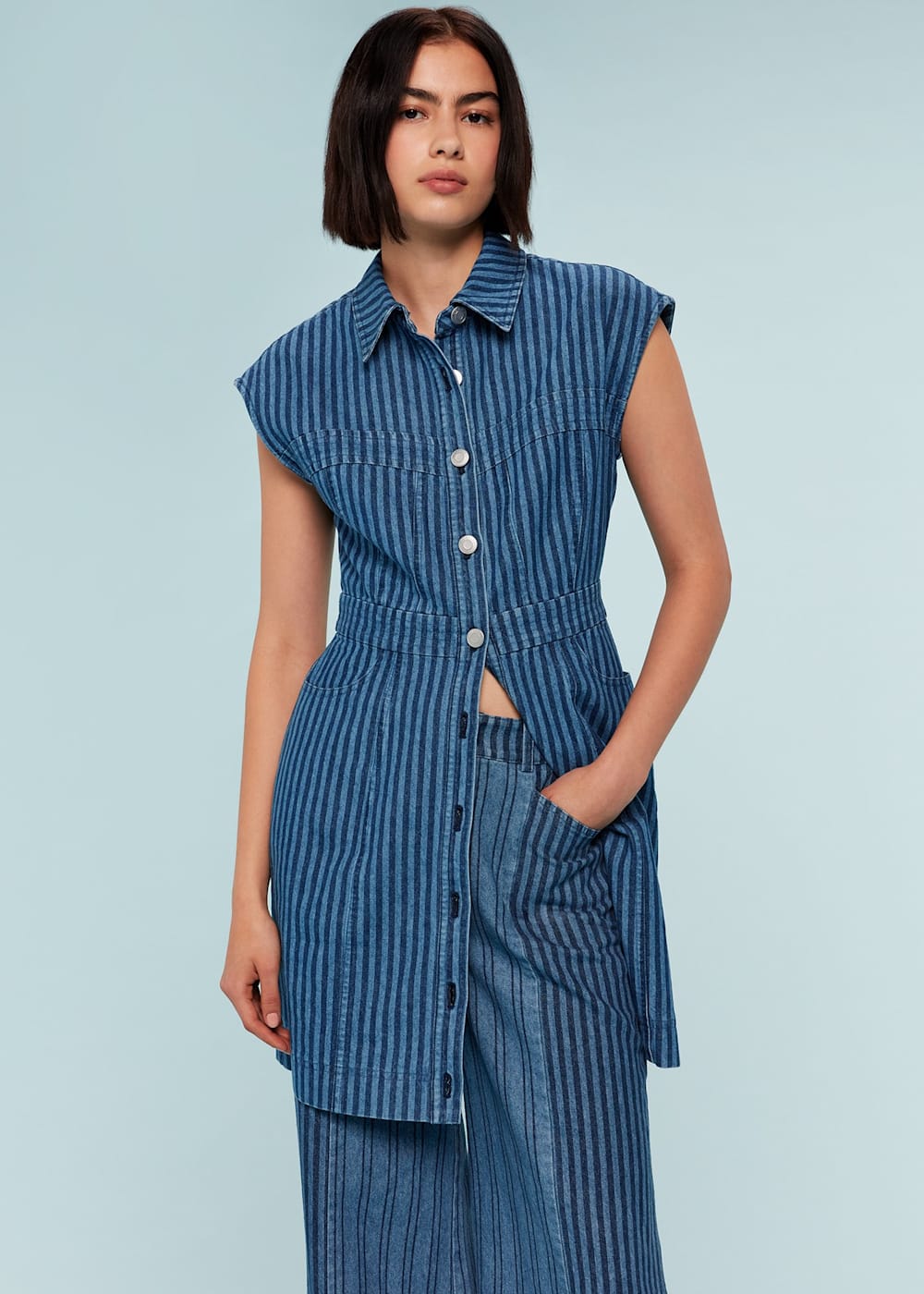 Denim striped dress shop