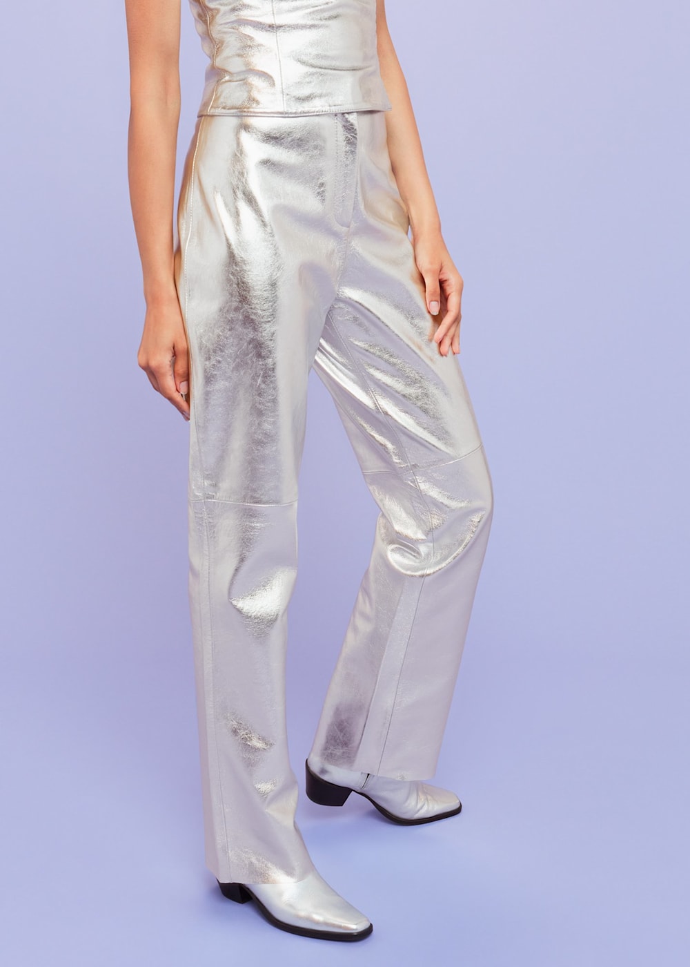 Silver Cosmo Leather Trouser | WHISTLES | Whistles US |