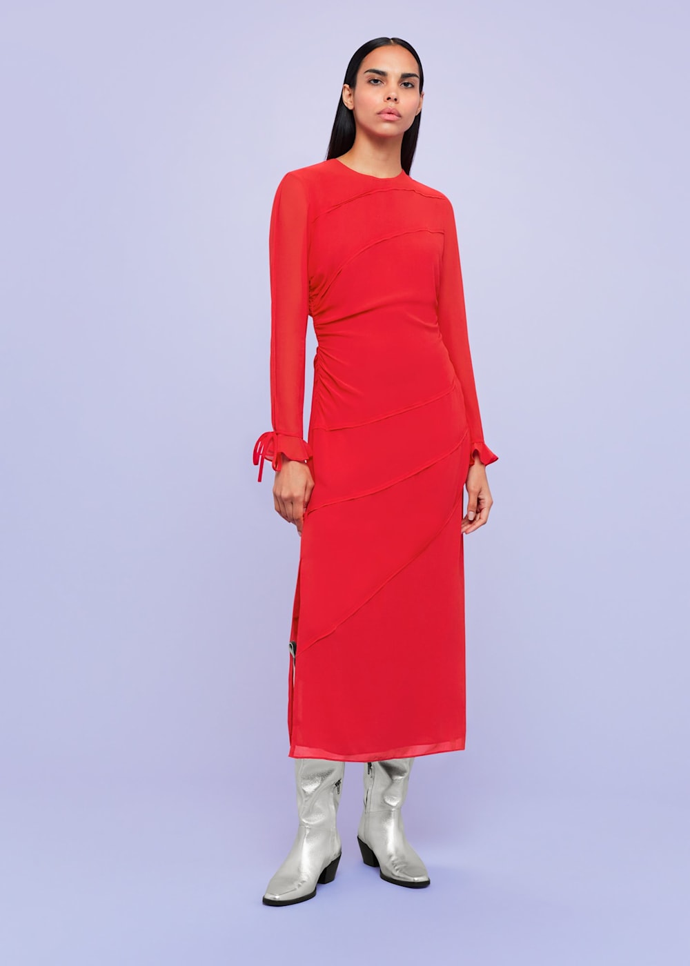 Red silk dress uk cheap