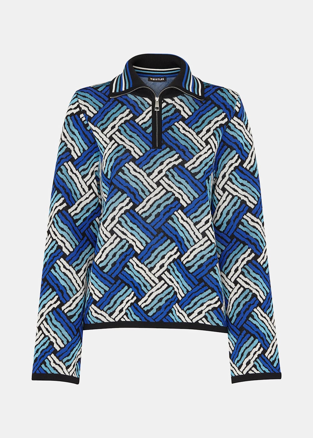 Women's Multicolour Jacquard Zip Neck Sweater | Whistles US |