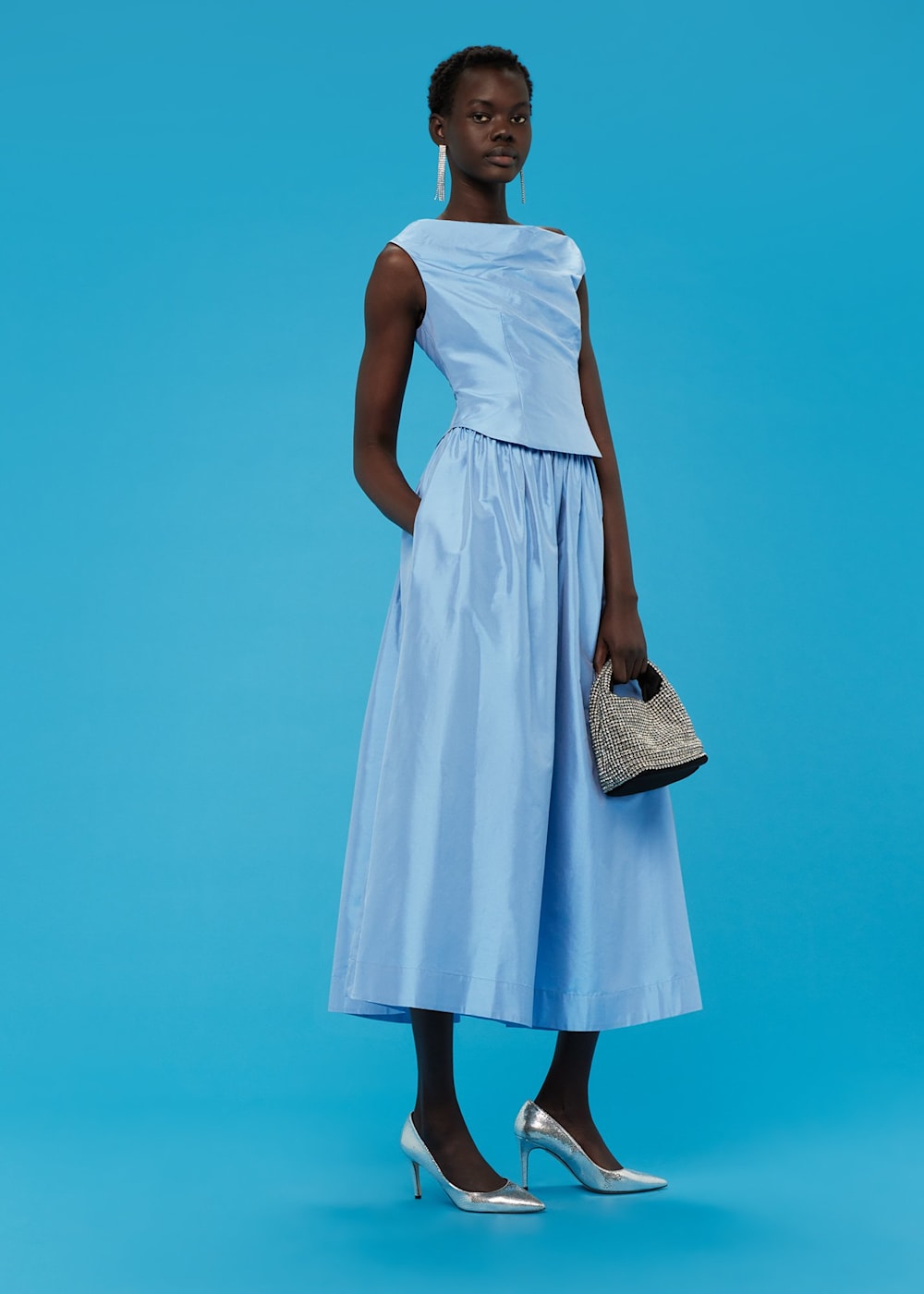 Taffeta midi skirt shop