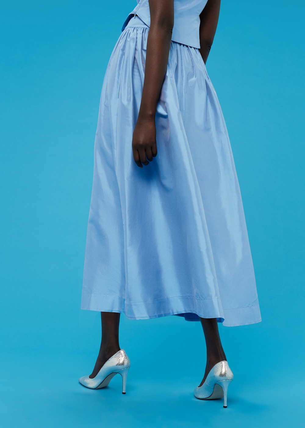 Midi flared silk skirt cheap
