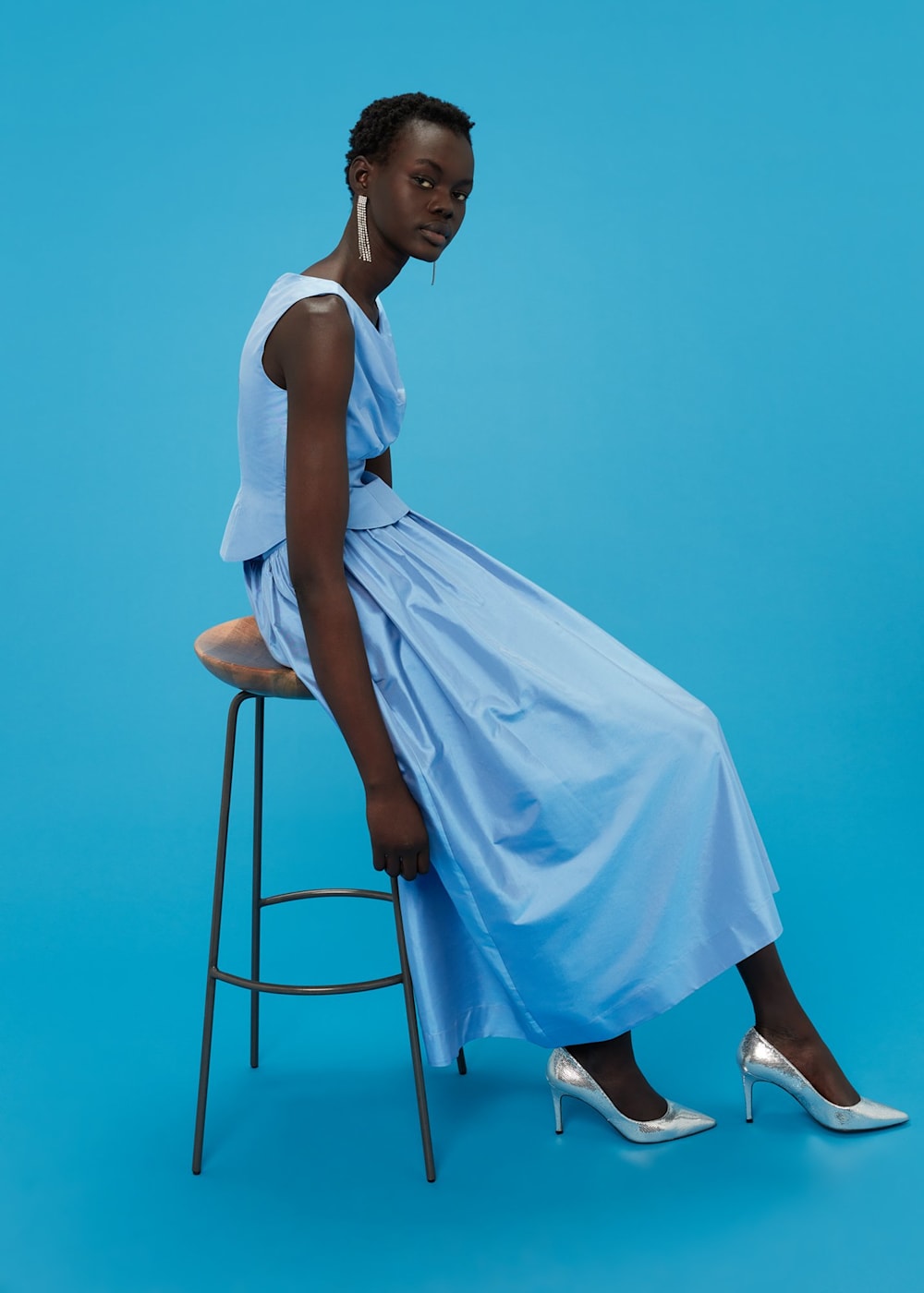 Light Blue Fit Flare Midi Skirt Whistles US Whistles US