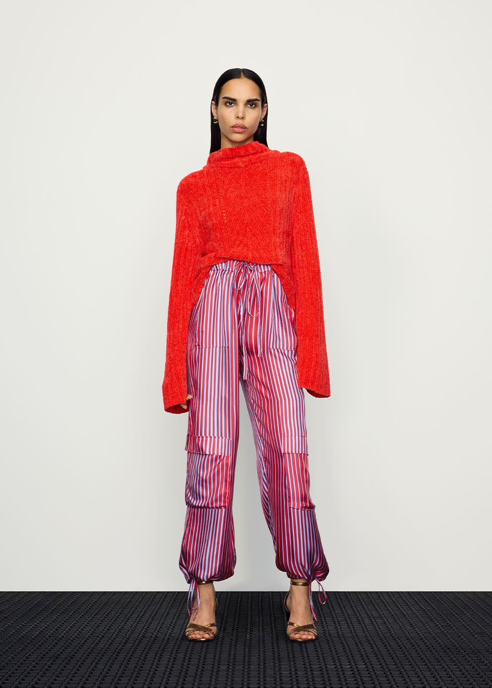 Striped silk pants best sale