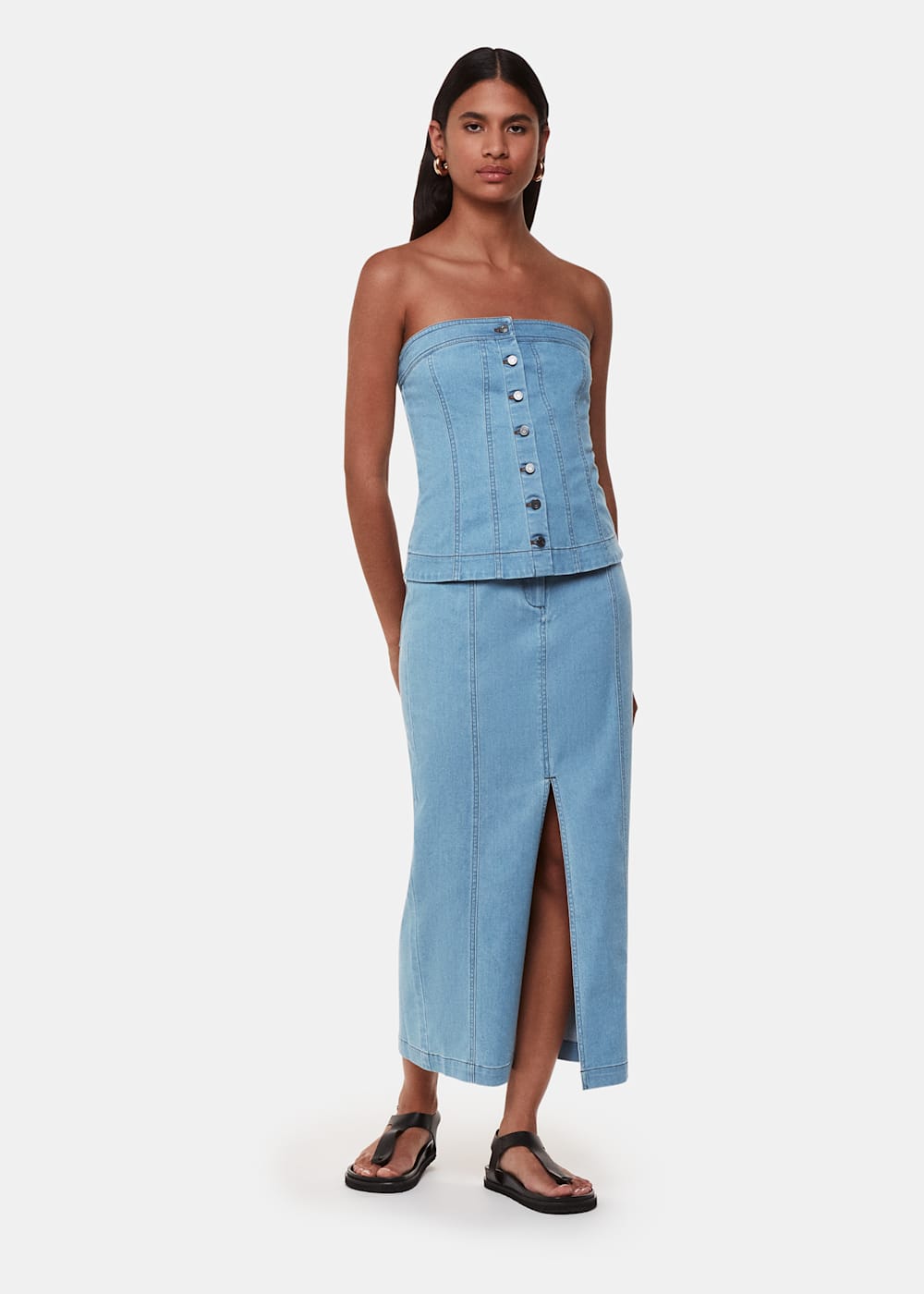 Denim Denim Corset Top WHISTLES Whistles UK