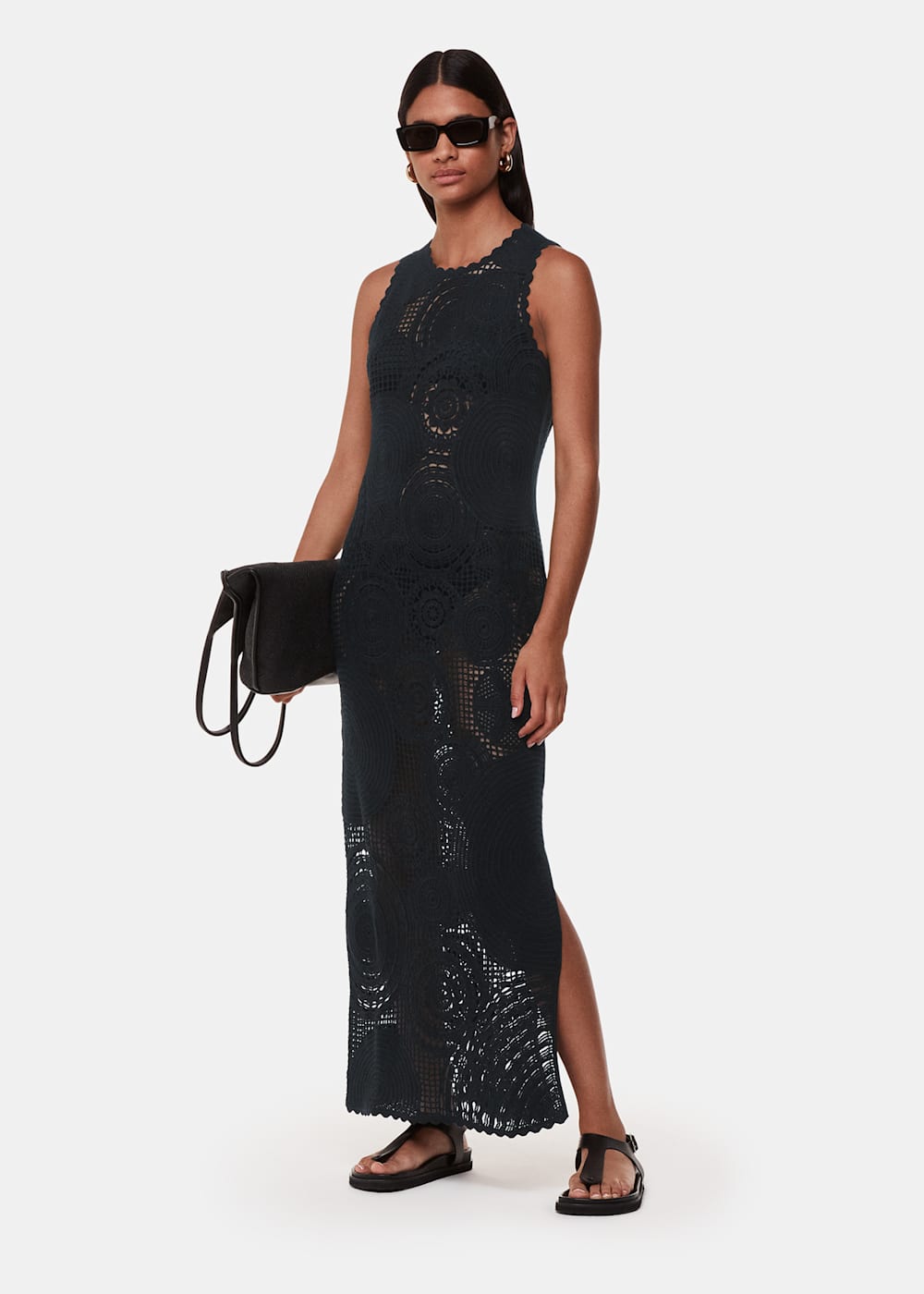 Black crochet maxi dress deals