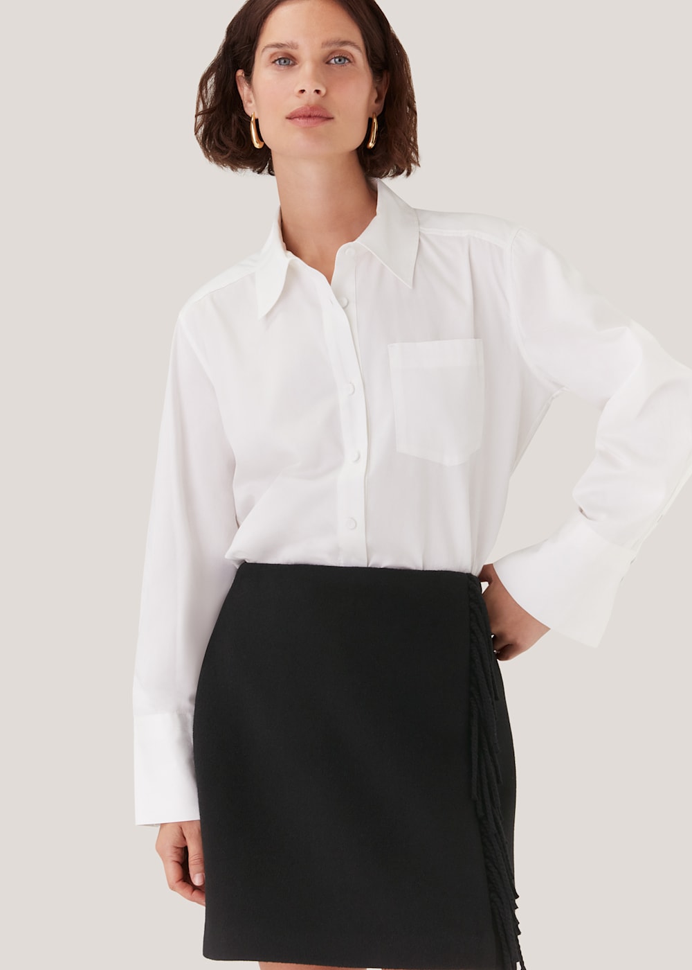 Fringe skirt white shirt on sale