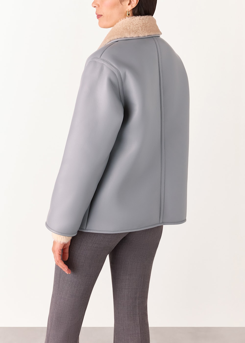 Grey Angelina Faux Fur Jacket WHISTLES Whistles UK
