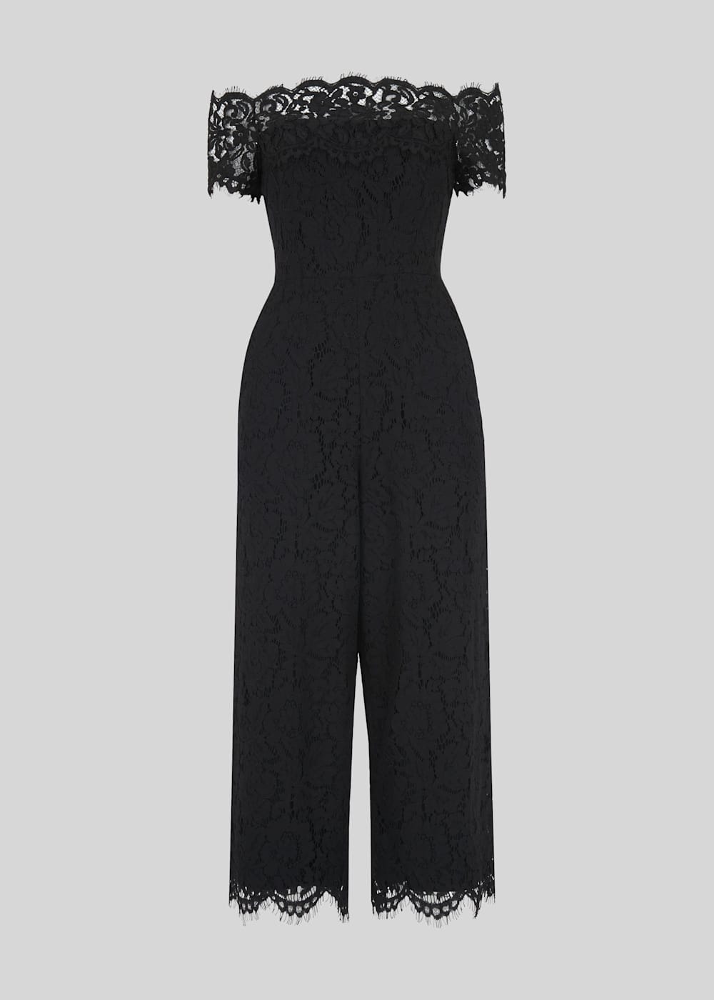 Off the shoulder lace jumpsuit sales
