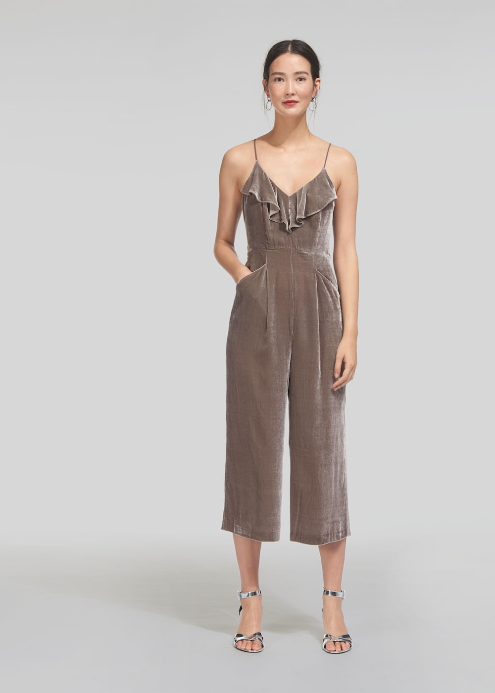 Silver velvet jumpsuit best sale