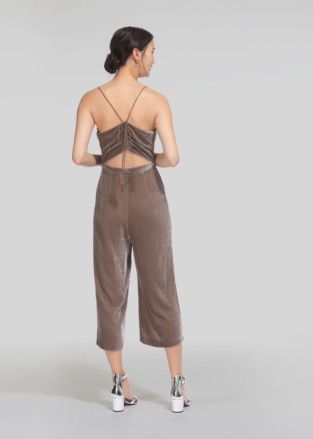 Silver velvet jumpsuit sales