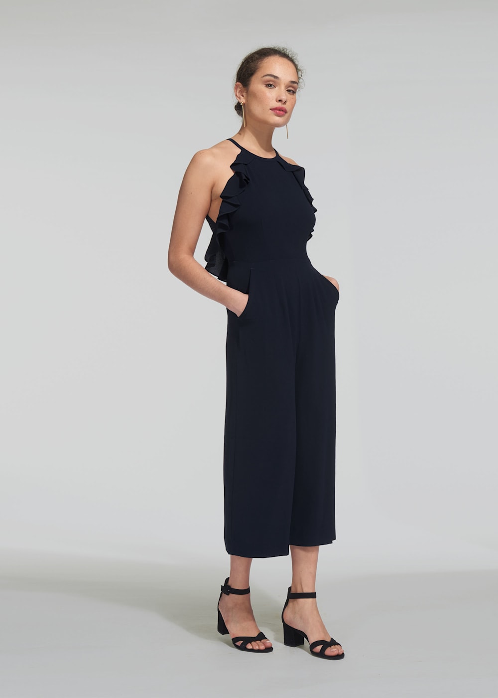 Navy Sonia Frill Jumpsuit WHISTLES Whistles UK