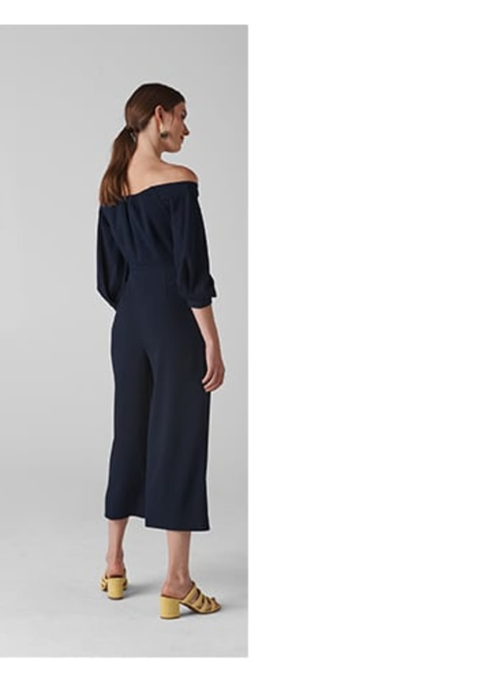 Off the shoulder navy jumpsuit top