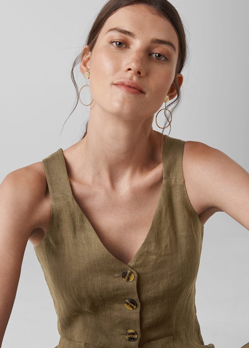 Linen button jumpsuit store