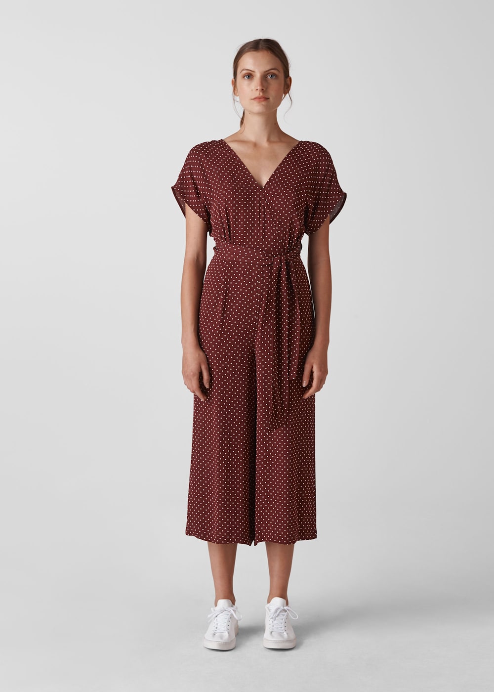 Burgundy Margot Spot Wrap Back Jumpsuit WHISTLES Whistles UK