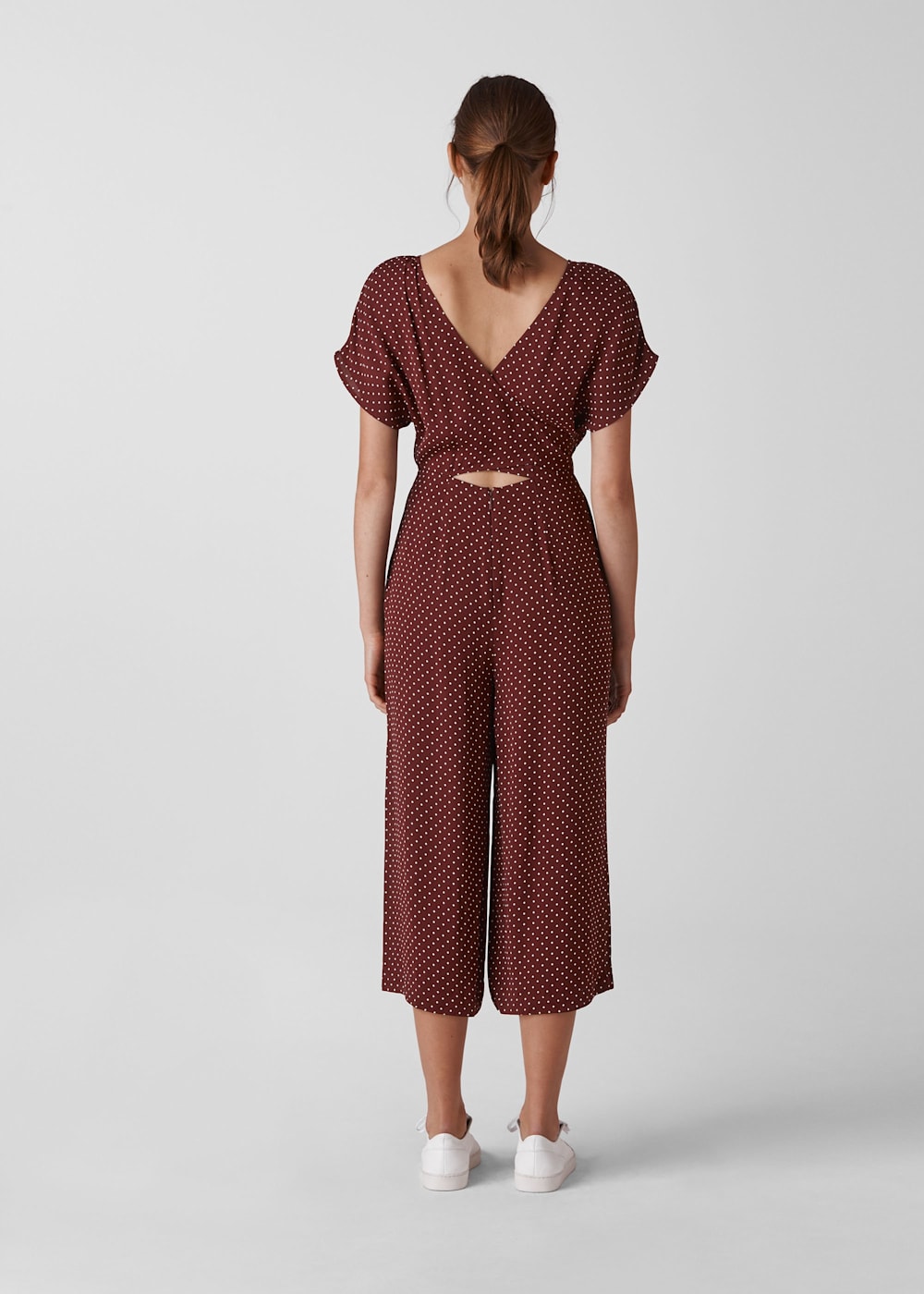 Burgundy Margot Spot Wrap Back Jumpsuit WHISTLES Whistles UK