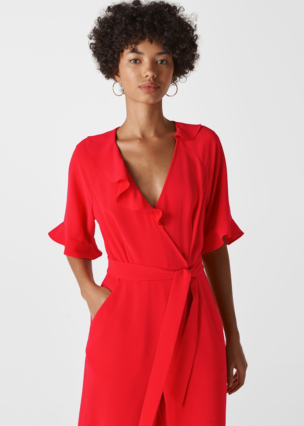 Red Alma Frill Jumpsuit