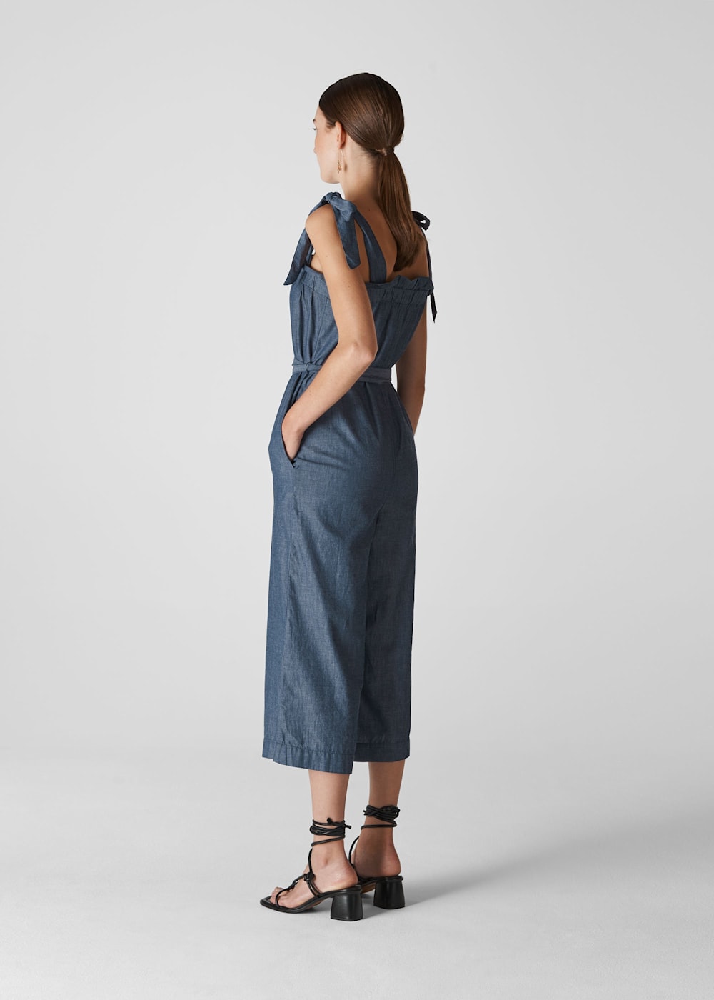 Denim Tie Chambray Jumpsuit