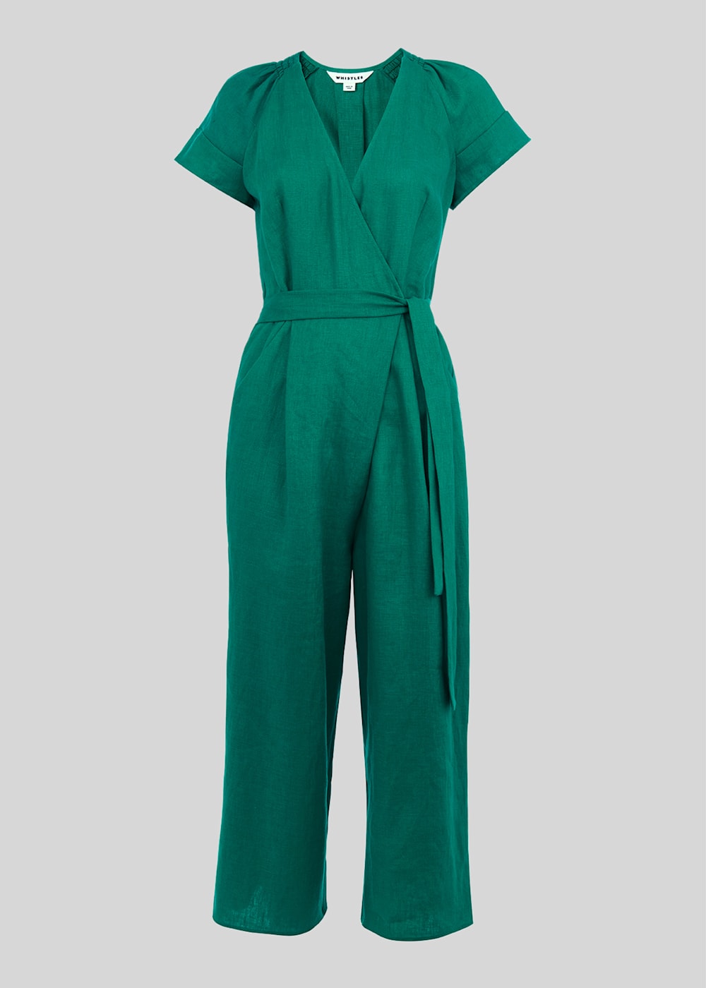 Green Etta Linen Jumpsuit WHISTLES Whistles UK