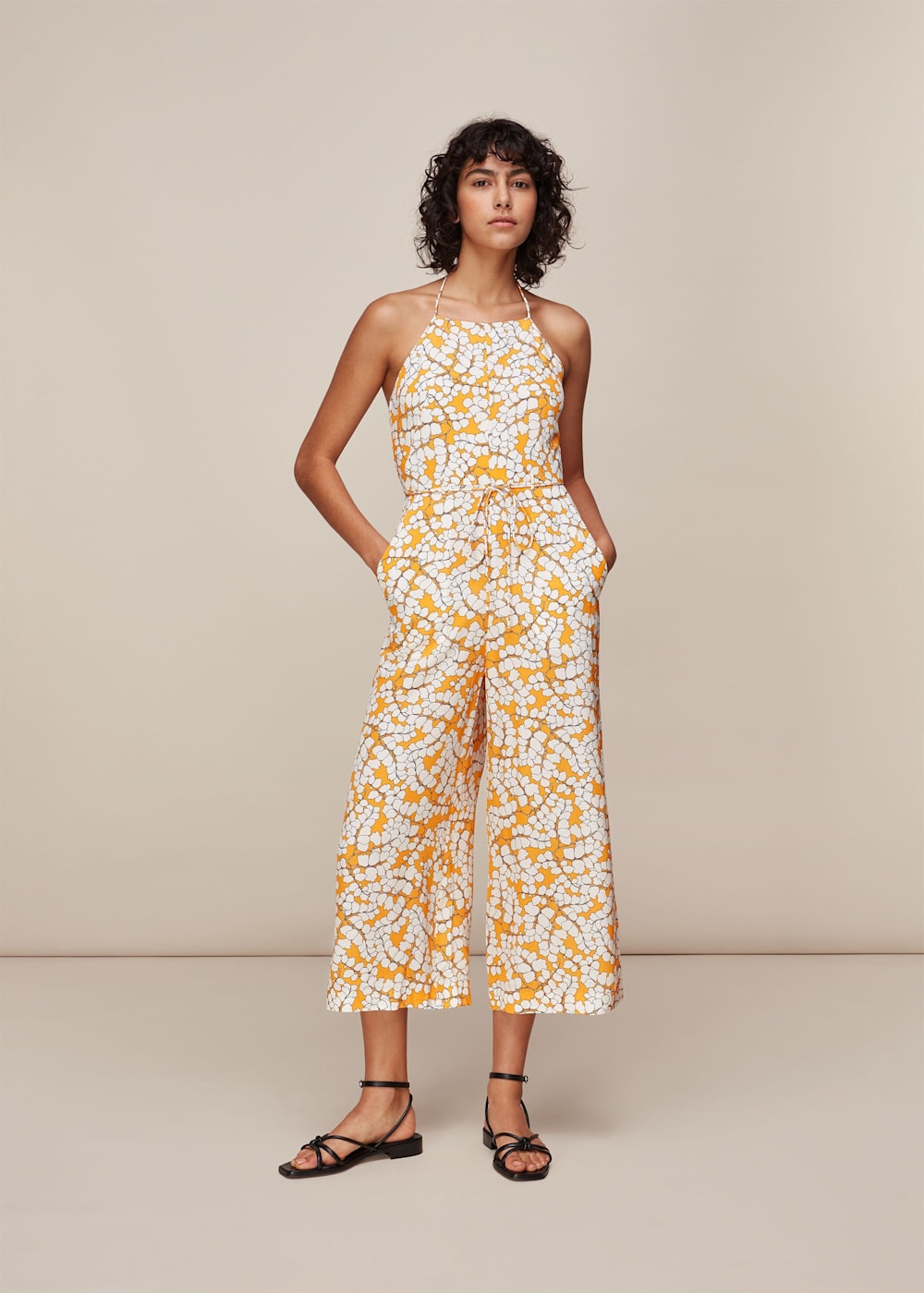 Orange Multi Spring Blossom Silk Jumpsuit WHISTLES