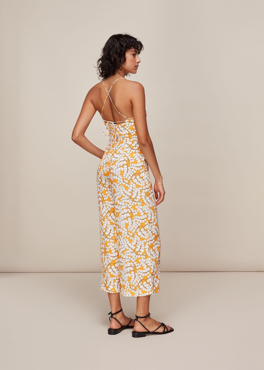 Orange Multi Spring Blossom Silk Jumpsuit WHISTLES