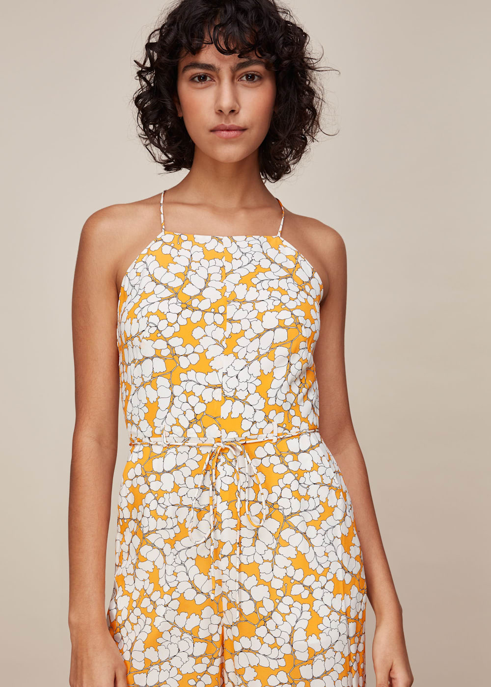 Orange silk jumpsuit deals
