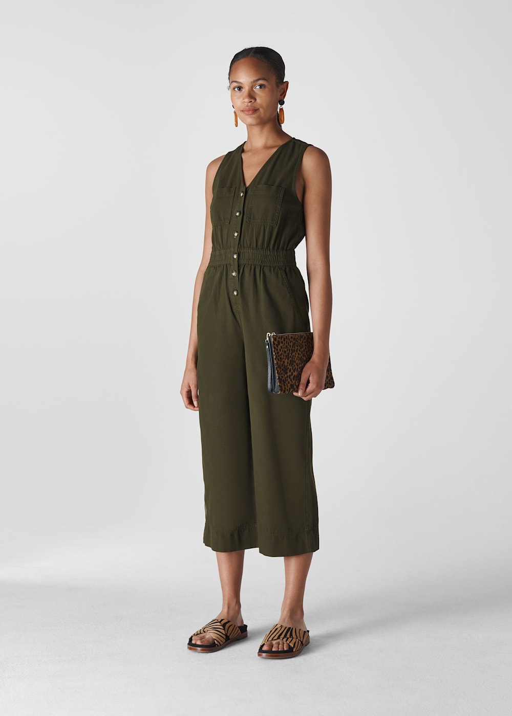 Khaki Ria Denim Jumpsuit