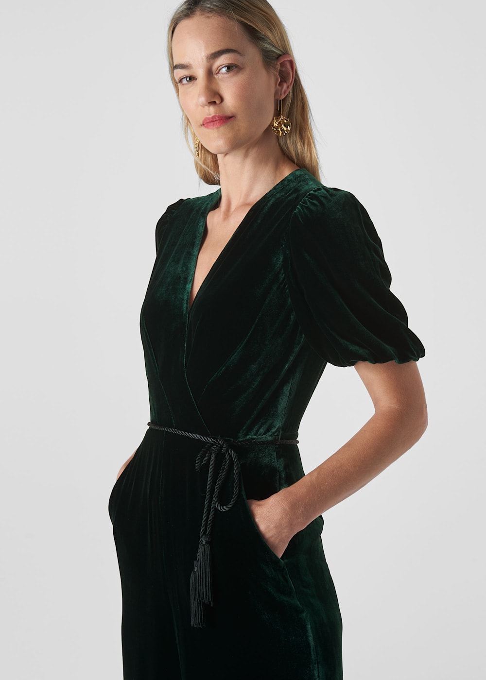 Whistles green velvet dress on sale