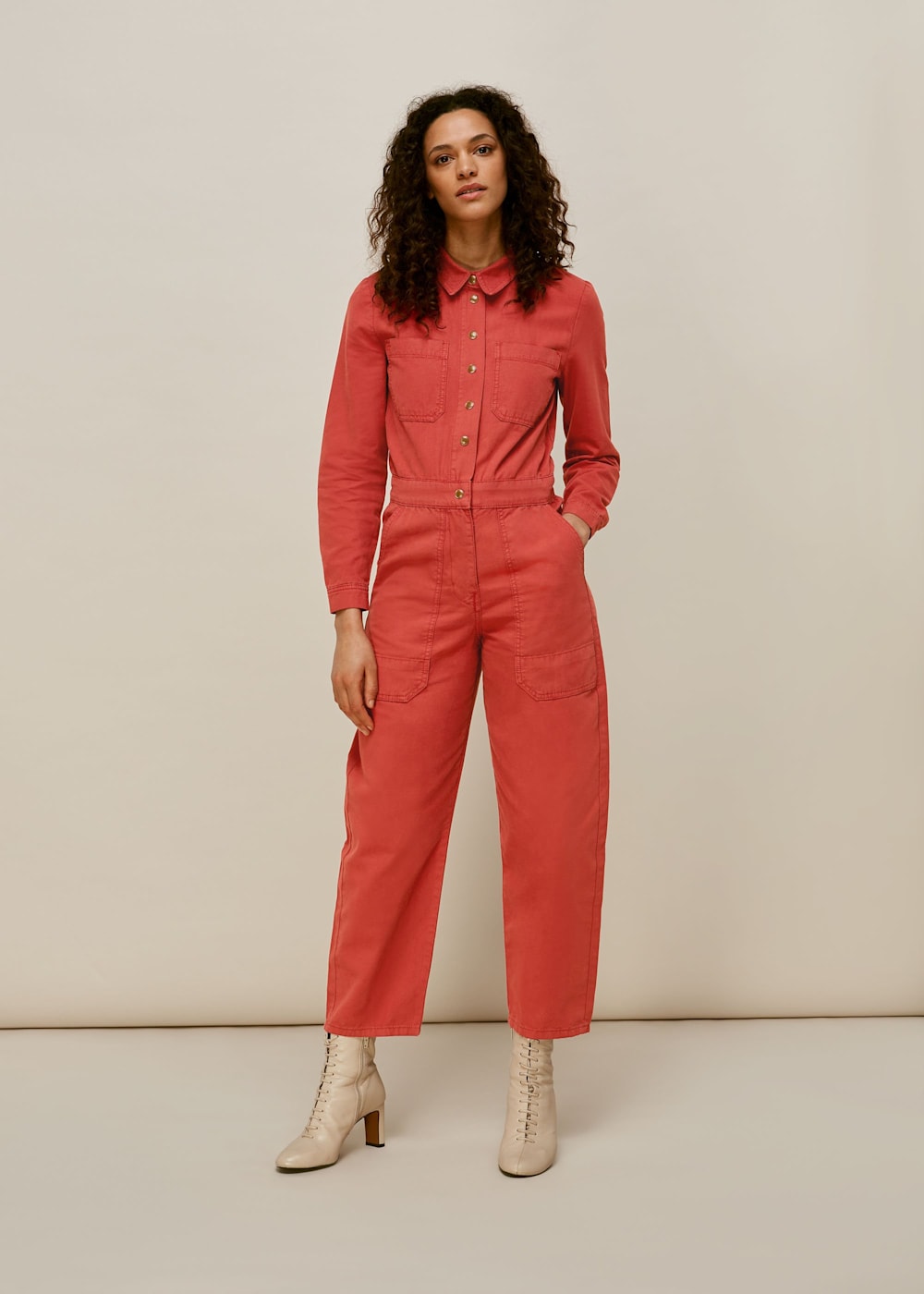 Pink denim jumpsuit clearance