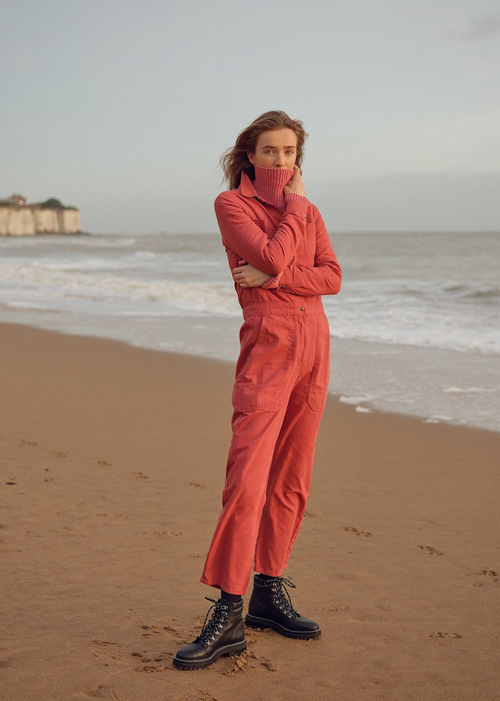Pink and red jumpsuit top