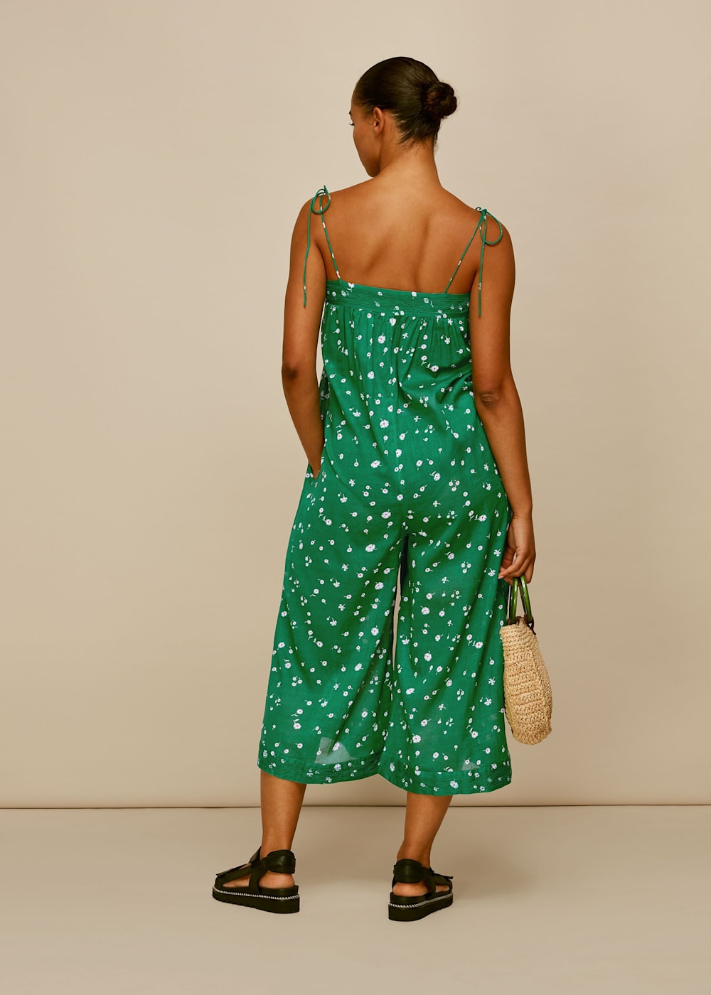 Green Multi Primula Print Beach Jumpsuit WHISTLES Whistles UK