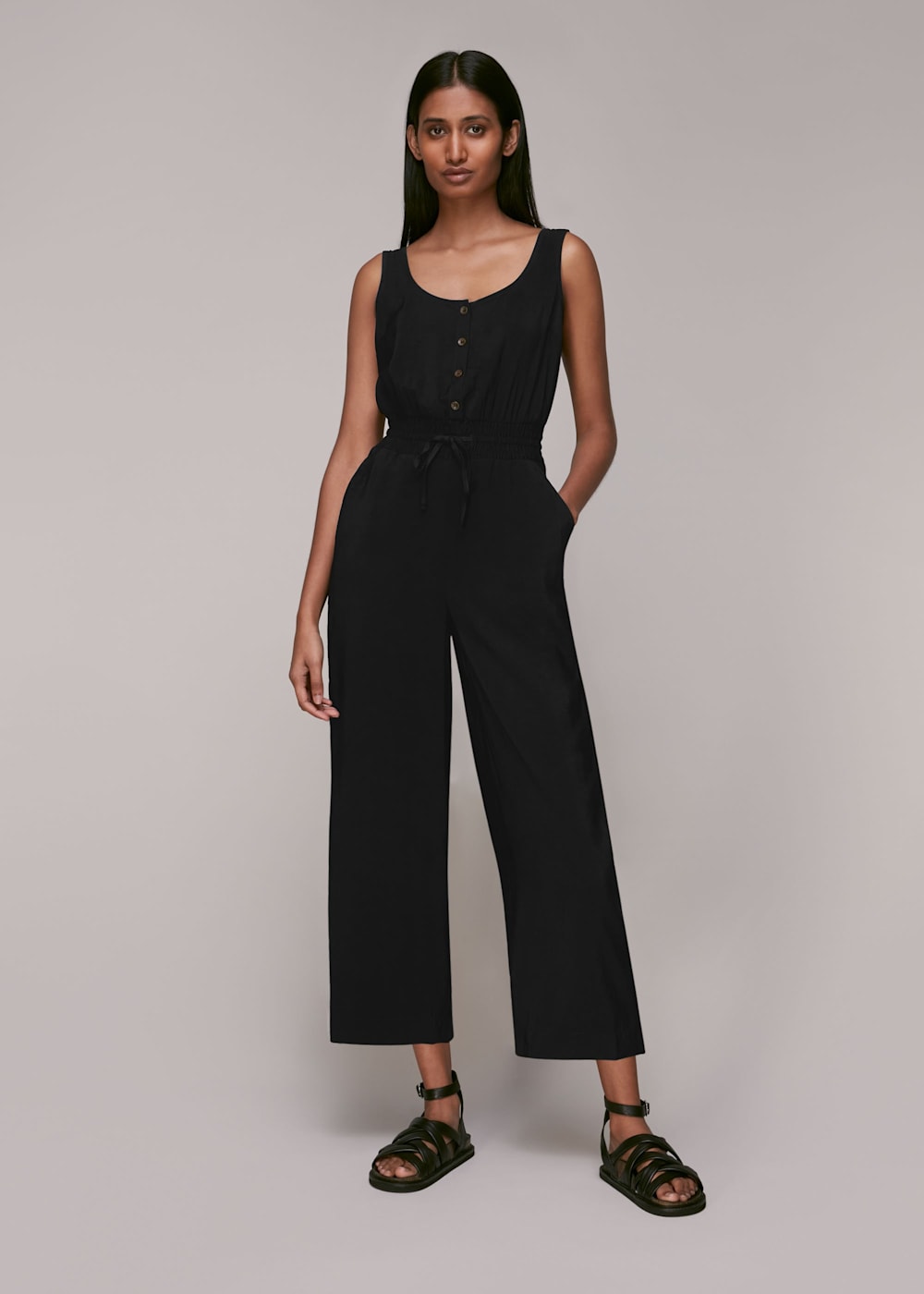 Black Quinn Casual Jumpsuit WHISTLES Whistles US