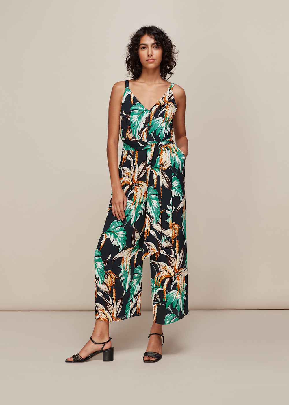 Floral green jumpsuit outlet