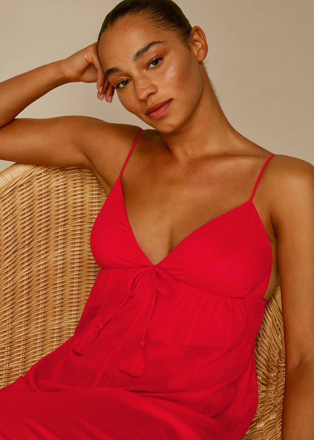 Red Tassel Detail Beach Jumpsuit WHISTLES Whistles US